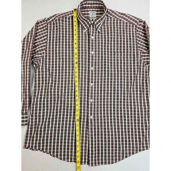 Brooks Bothers Sport Shirt Size Large White Red Green Check Long Sleeve Cotton - Picture 8 of 9